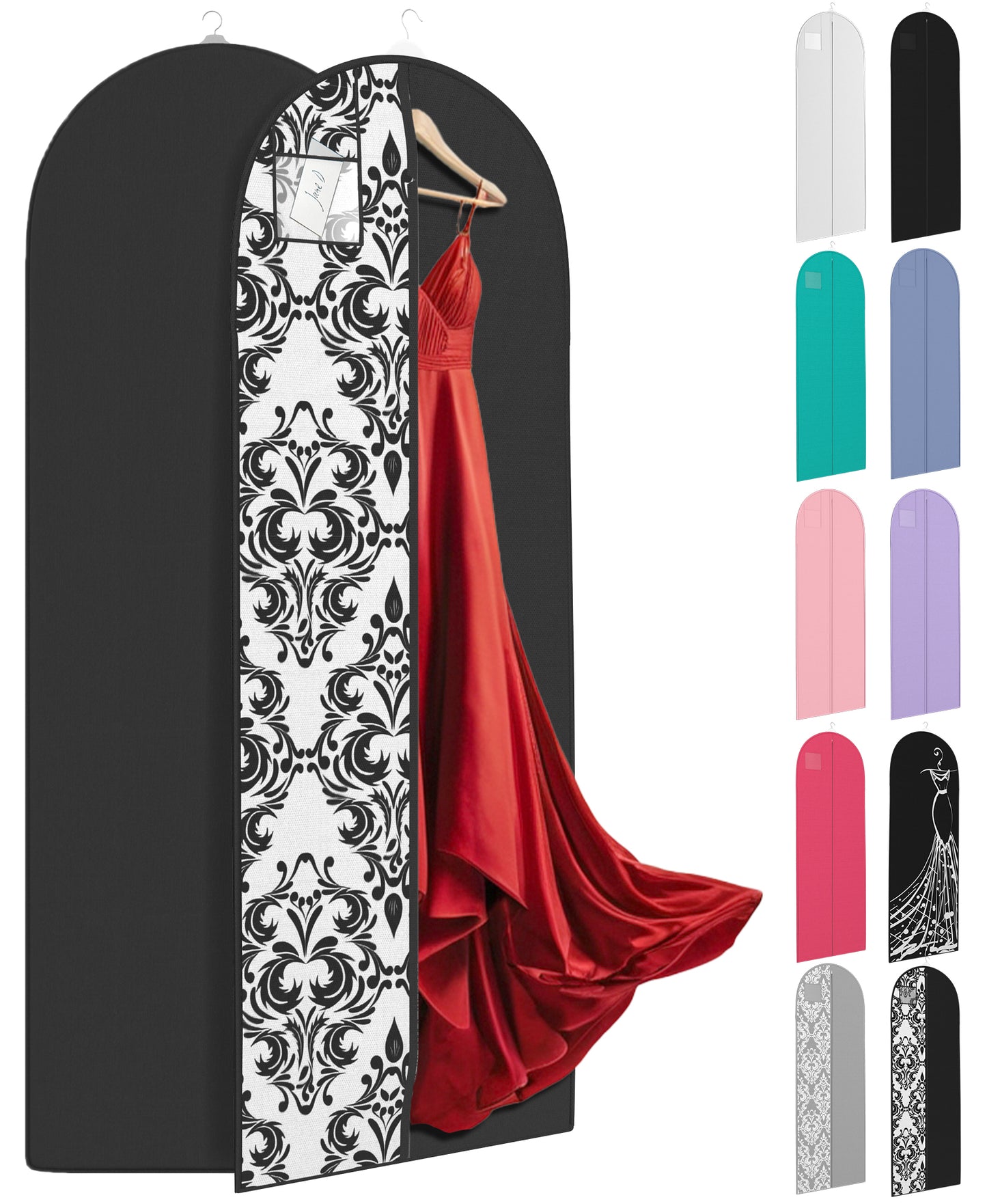 Long Garment Bags for Wedding Gowns with ID Window - 72" x 24" (Flat)