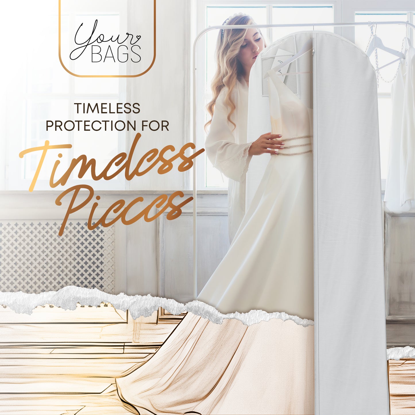 Extra Large Garment Bags for Wedding Gowns with ID Window - 72" x 24" x 20" Gusset