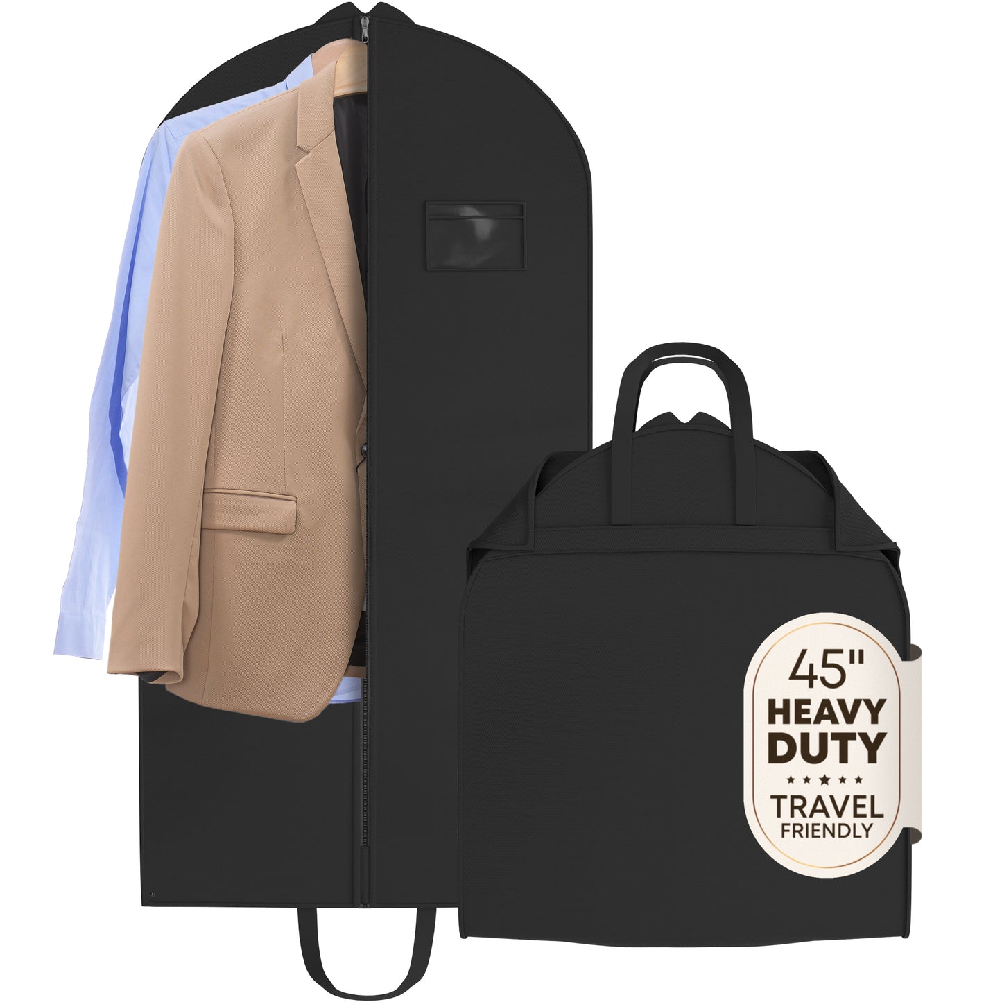 Heavy Duty Travel Garment Bag with Carry Handle for  Clothes & Fur Coats  - 24" x 45/55/60" x 4" gusset