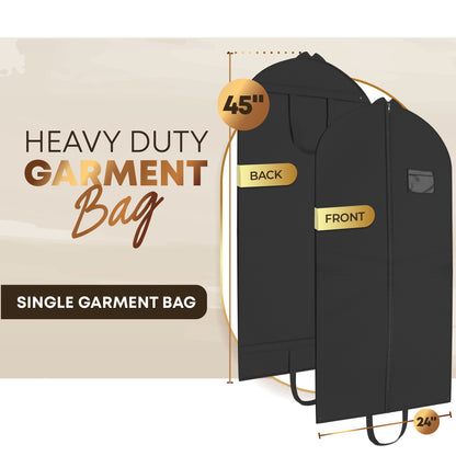 Heavy Duty Travel Garment Bag with Carry Handle for  Clothes & Fur Coats  - 24" x 45/55/60" x 4" gusset