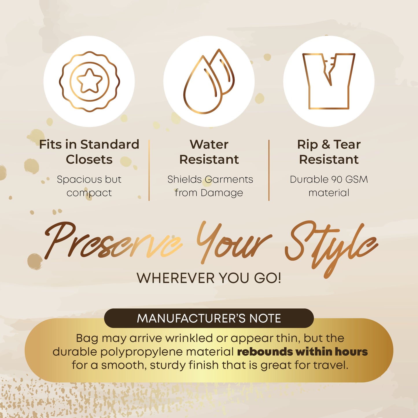 Heavy Duty Travel Garment Bag with Carry Handle for  Clothes & Fur Coats  - 24" x 45/55/60" x 4" gusset