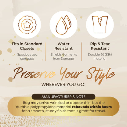 Heavy Duty Travel Garment Bag with Carry Handle for  Clothes & Fur Coats  - 24" x 45/55/60" x 4" gusset