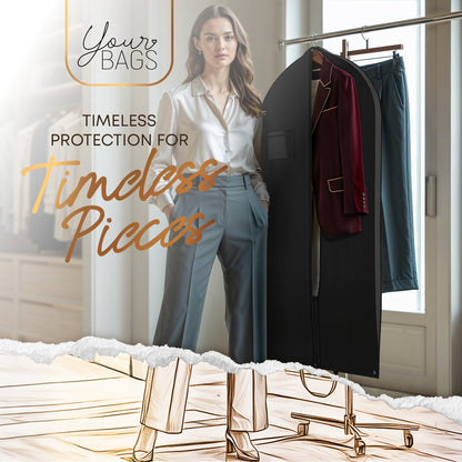 Heavy Duty Travel Garment Bag with Carry Handle for  Clothes & Fur Coats  - 24" x 45/55/60" x 4" gusset