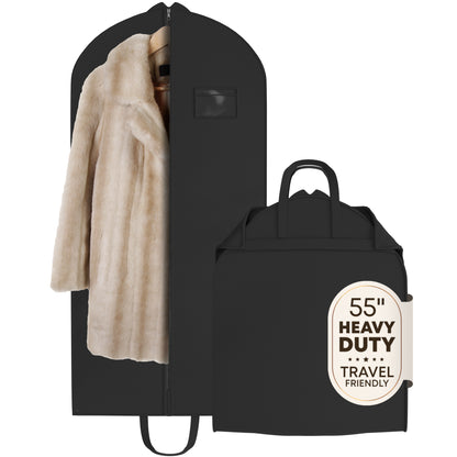 Heavy Duty Travel Garment Bag with Carry Handle for  Clothes & Fur Coats  - 24" x 45/55/60" x 4" gusset