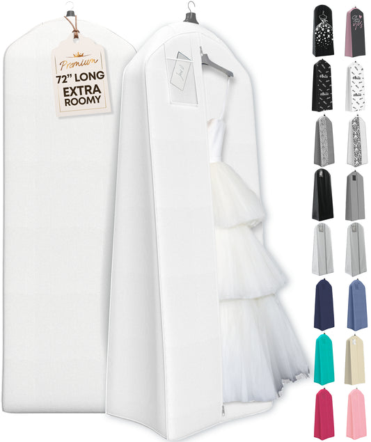 Extra Large Garment Bags for Wedding Gowns with ID Window - 72" x 24" x 20" Gusset